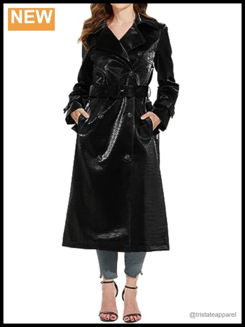 Faux Leather Trench Coat Long Lightweight Moto Jacket Plus Size